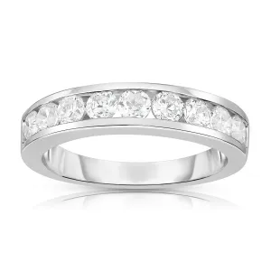 0.90Ct Diamond Channel Wedding Band in 14K White Gold
