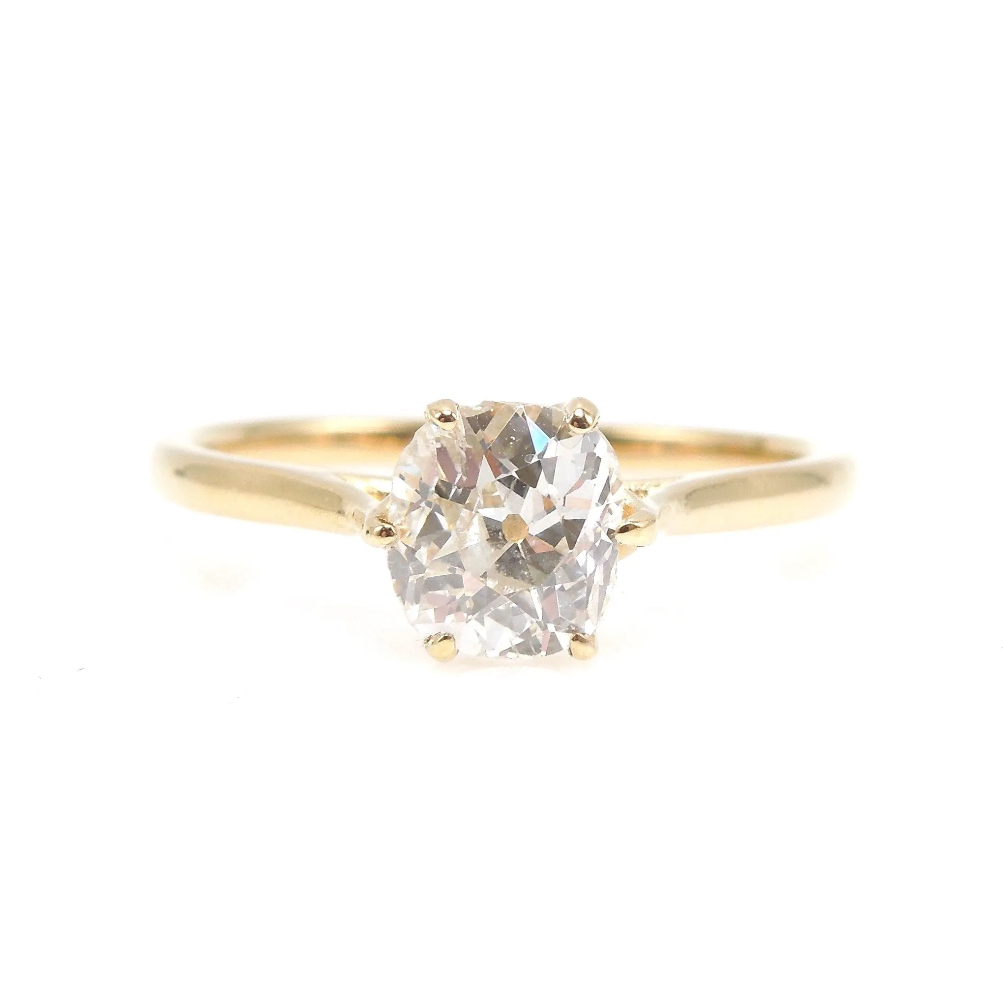 1.01ct Old Mine Cut Diamond Solitaire in 18K Yellow Gold