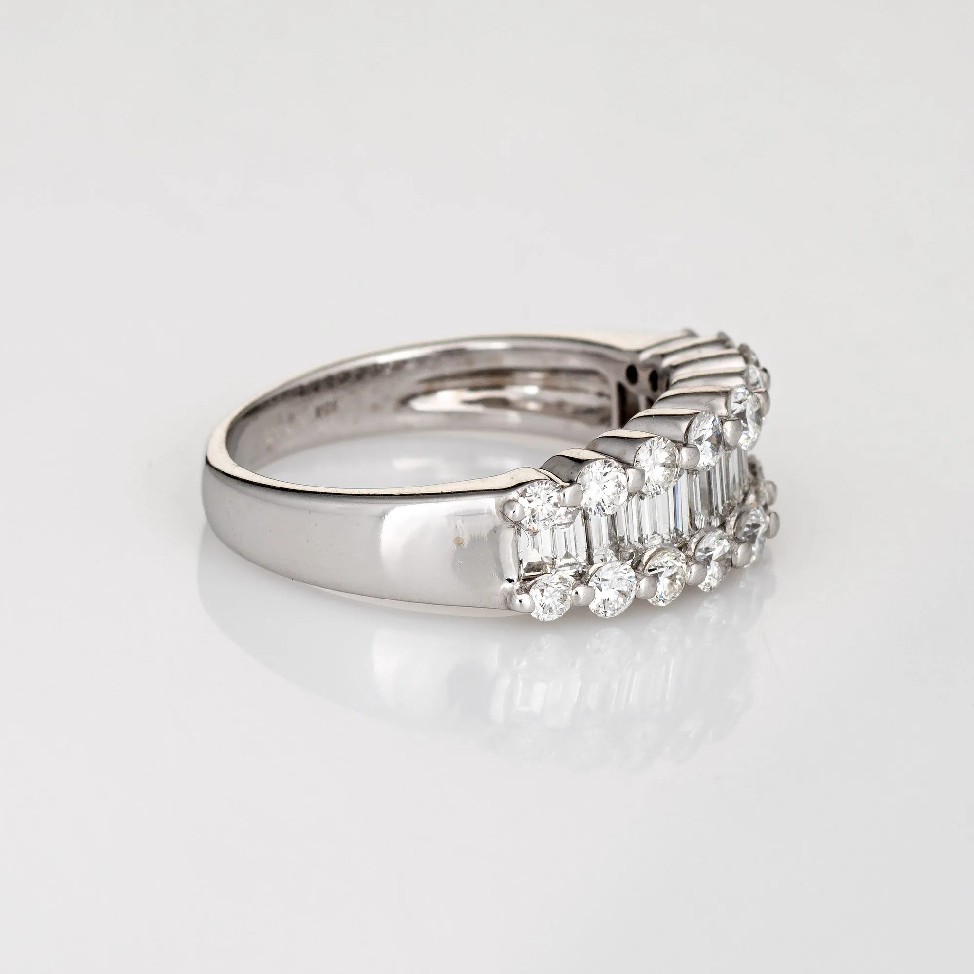 1.25ct Mixed Cut Diamond Band Vintage 14k White Gold Ring 6 Estate Fine Jewelry