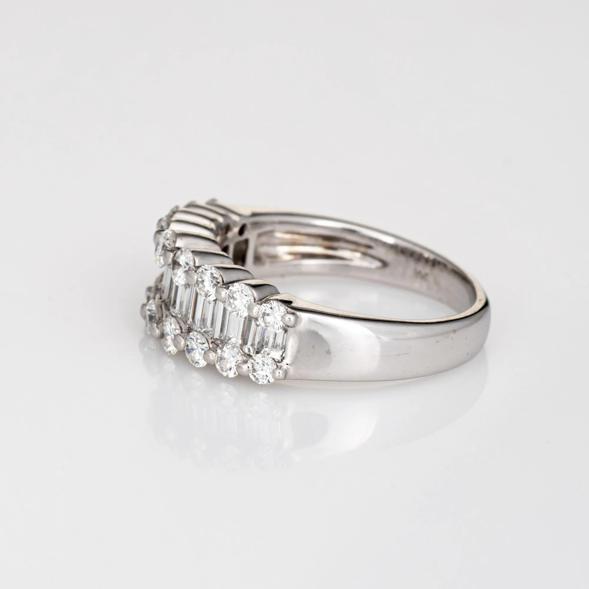 1.25ct Mixed Cut Diamond Band Vintage 14k White Gold Ring 6 Estate Fine Jewelry