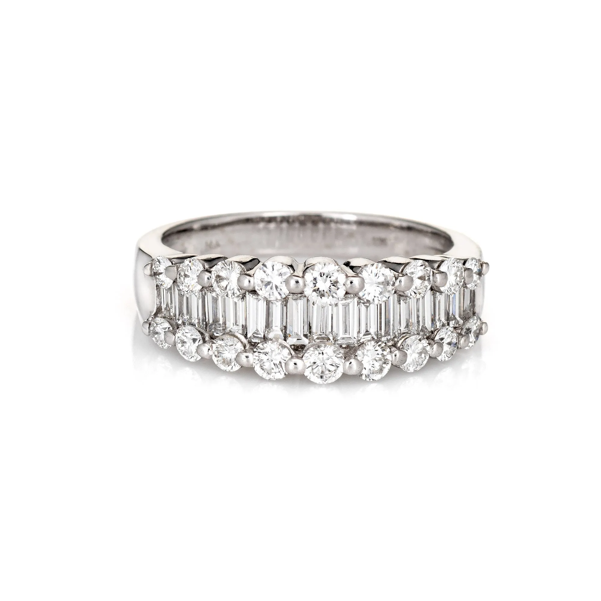 1.25ct Mixed Cut Diamond Band Vintage 14k White Gold Ring 6 Estate Fine Jewelry