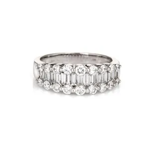 1.25ct Mixed Cut Diamond Band Vintage 14k White Gold Ring 6 Estate Fine Jewelry