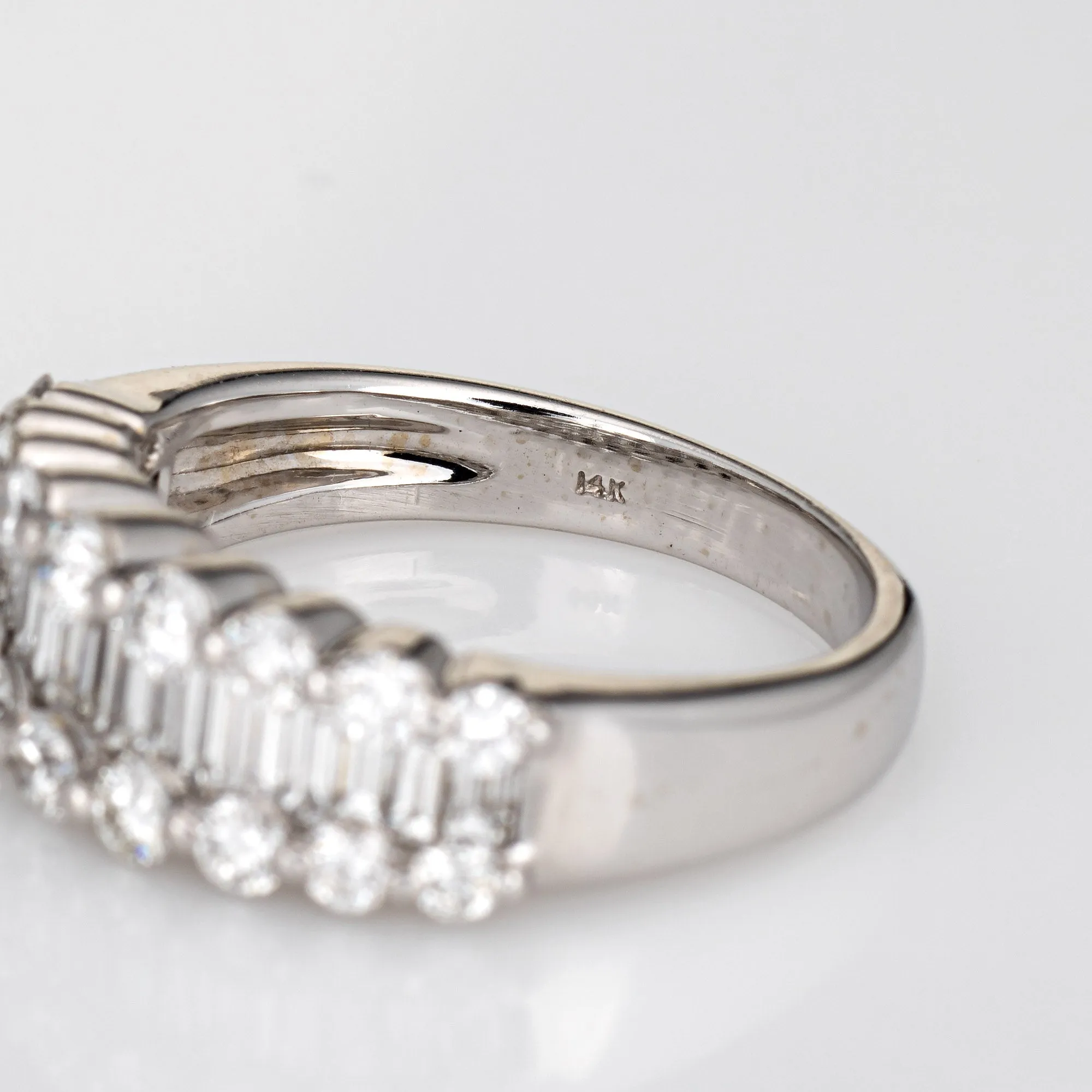 1.25ct Mixed Cut Diamond Band Vintage 14k White Gold Ring 6 Estate Fine Jewelry