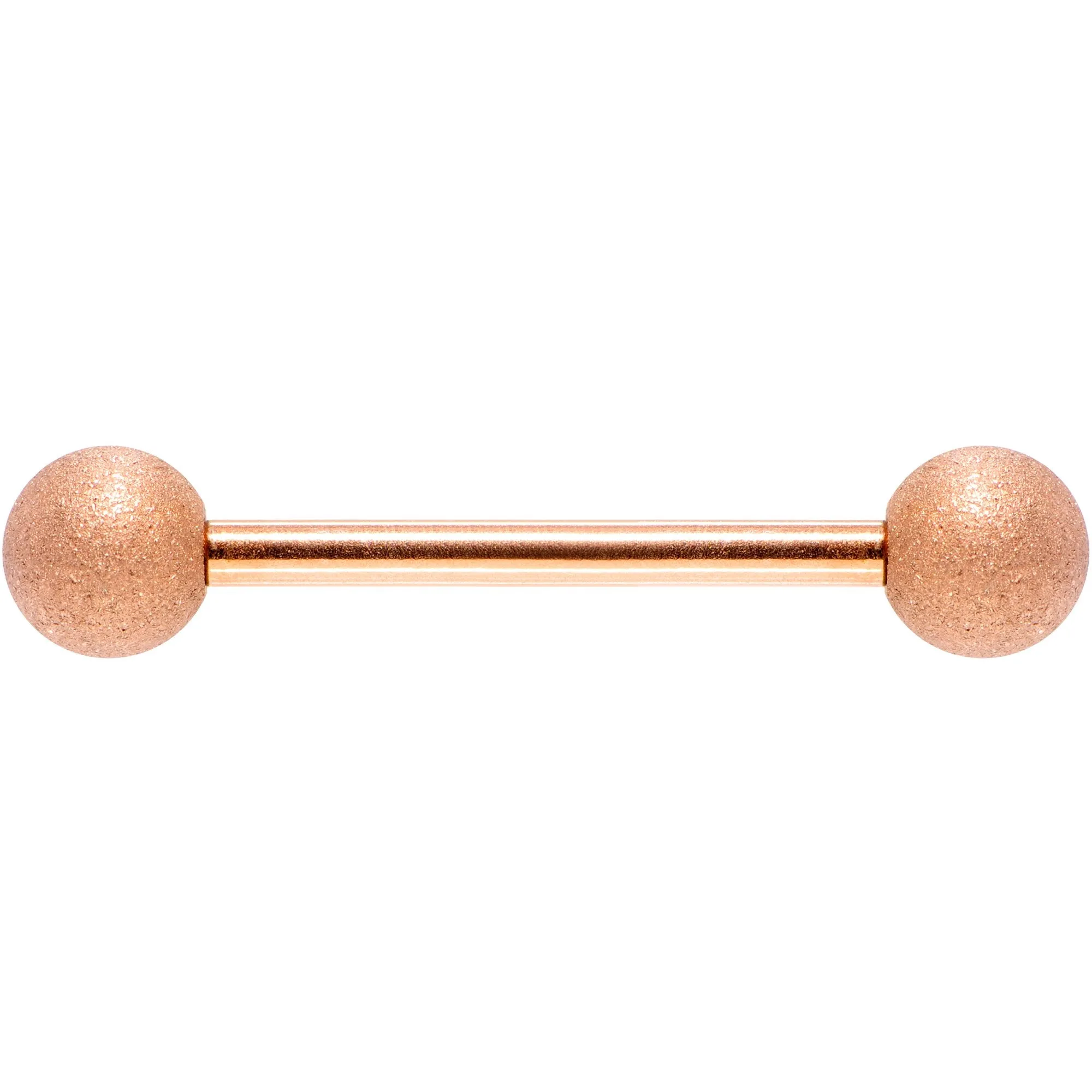 14 Gauge 5/8 Rose Gold Color PVD Sandblasted Barbell Tongue Ring