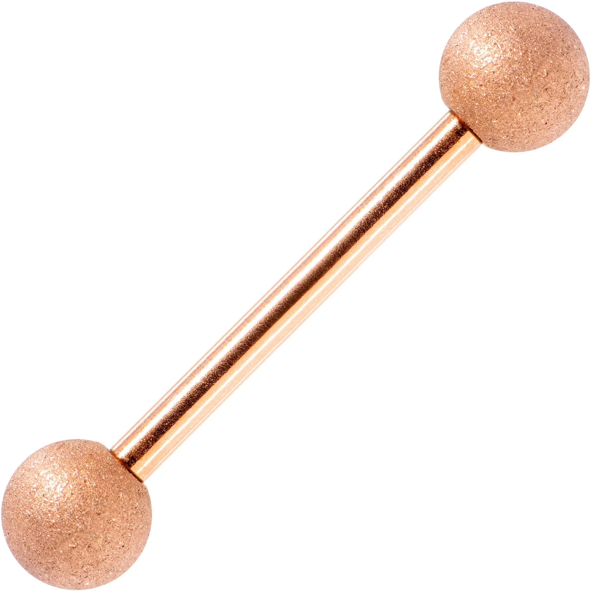 14 Gauge 5/8 Rose Gold Color PVD Sandblasted Barbell Tongue Ring