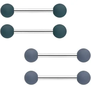14 Gauge 9/16 Dark Grey Light Grey Matte Barbell Nipple Ring Set of 4