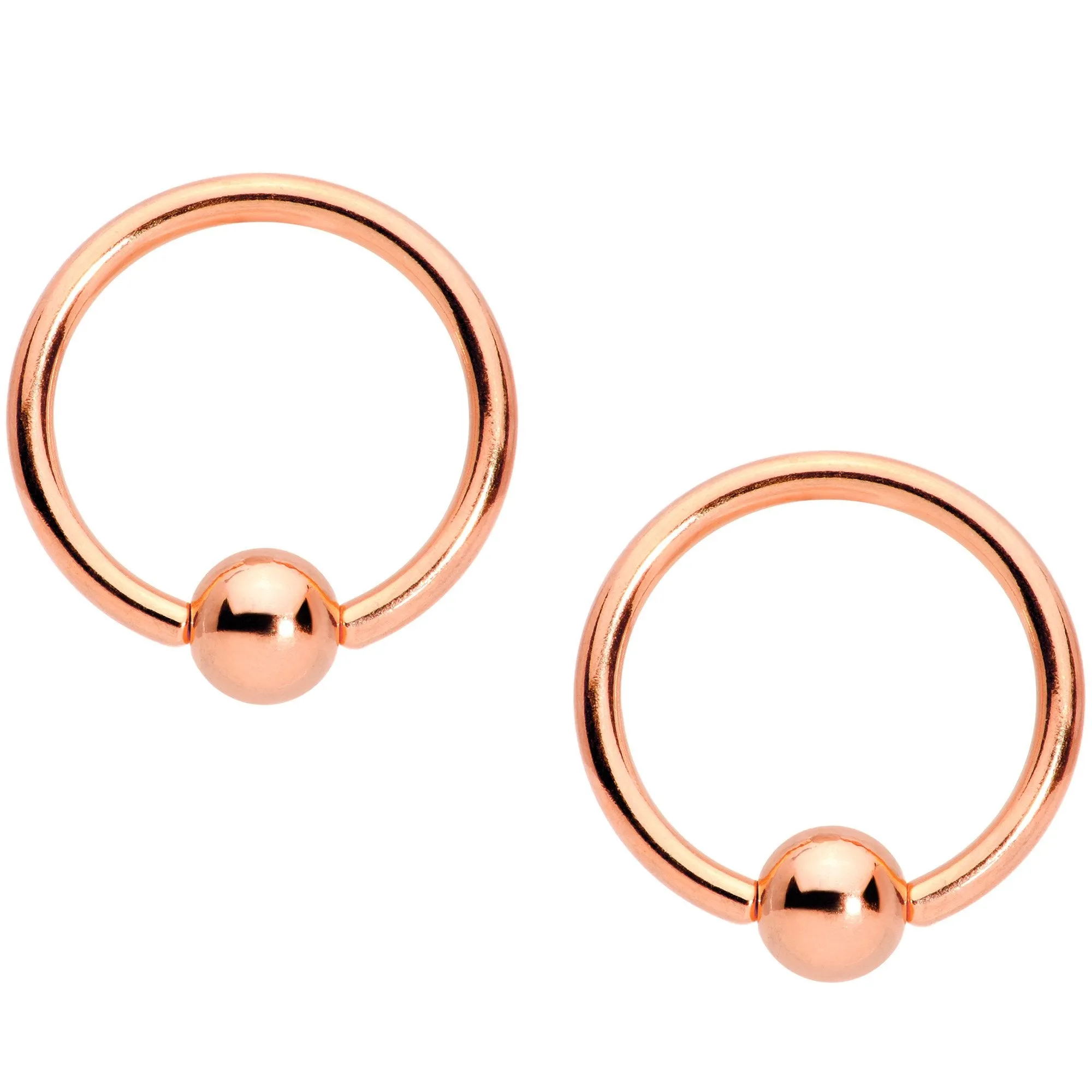 14 Gauge Red Gem Rose Gold Tone Holly Captive Barbell Nipple Ring Set