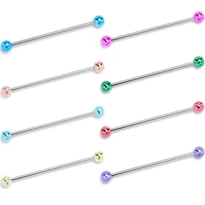 14 Gauge Zigzag Multicolor Ends Industrial Barbell 38mm Set of 8