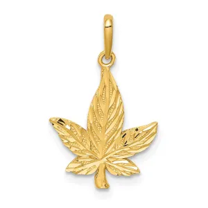 14K Diamond-Cut Leaf Pendant