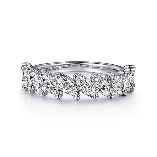 14K White Gold Marquise Diamond Anniversary Band - 1.46 ct