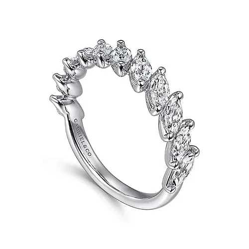 14K White Gold Marquise Diamond Anniversary Band - 1.46 ct