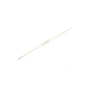 14KT Yellow Gold Diamond LOVE Bracelet on Chain