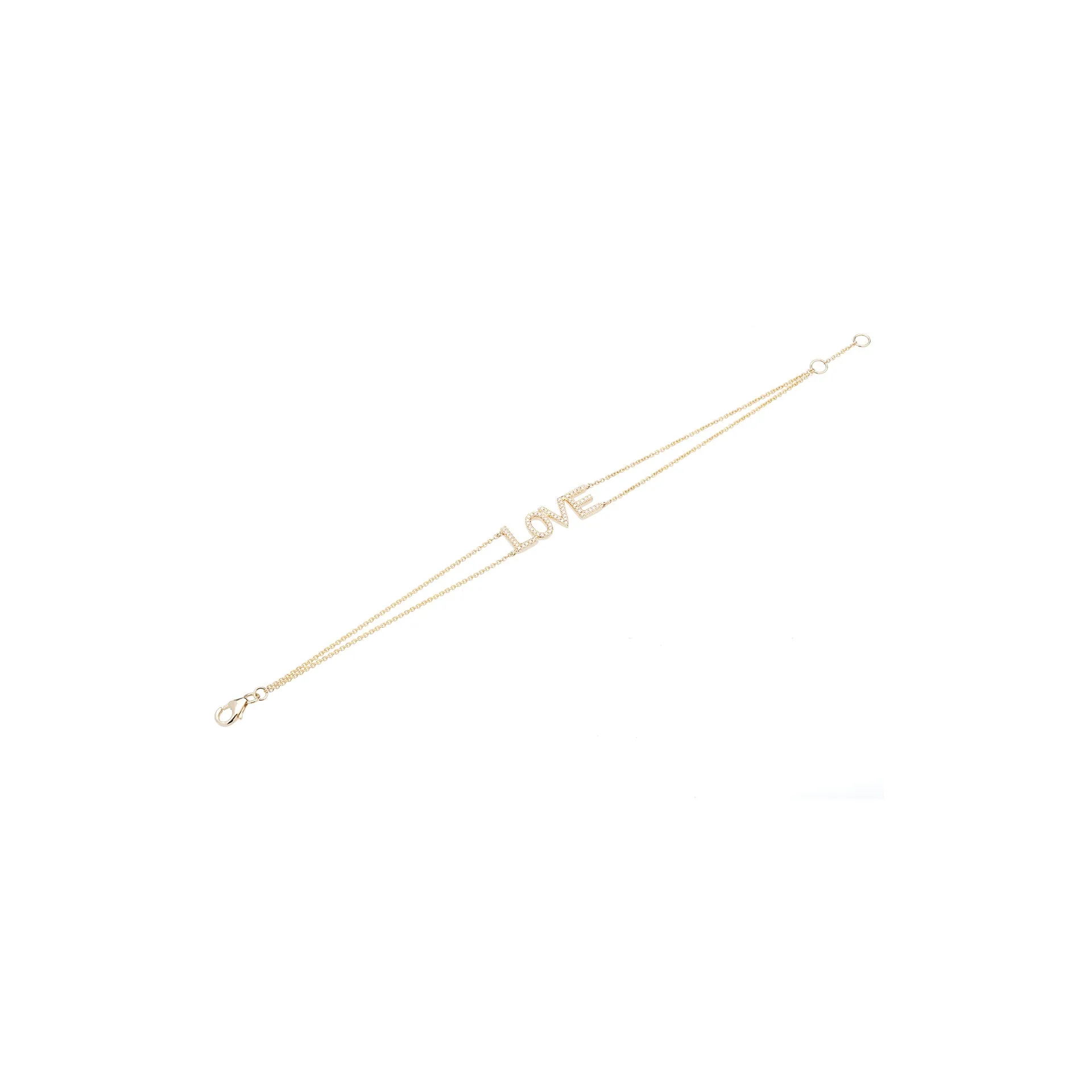 14KT Yellow Gold Diamond LOVE Bracelet on Chain