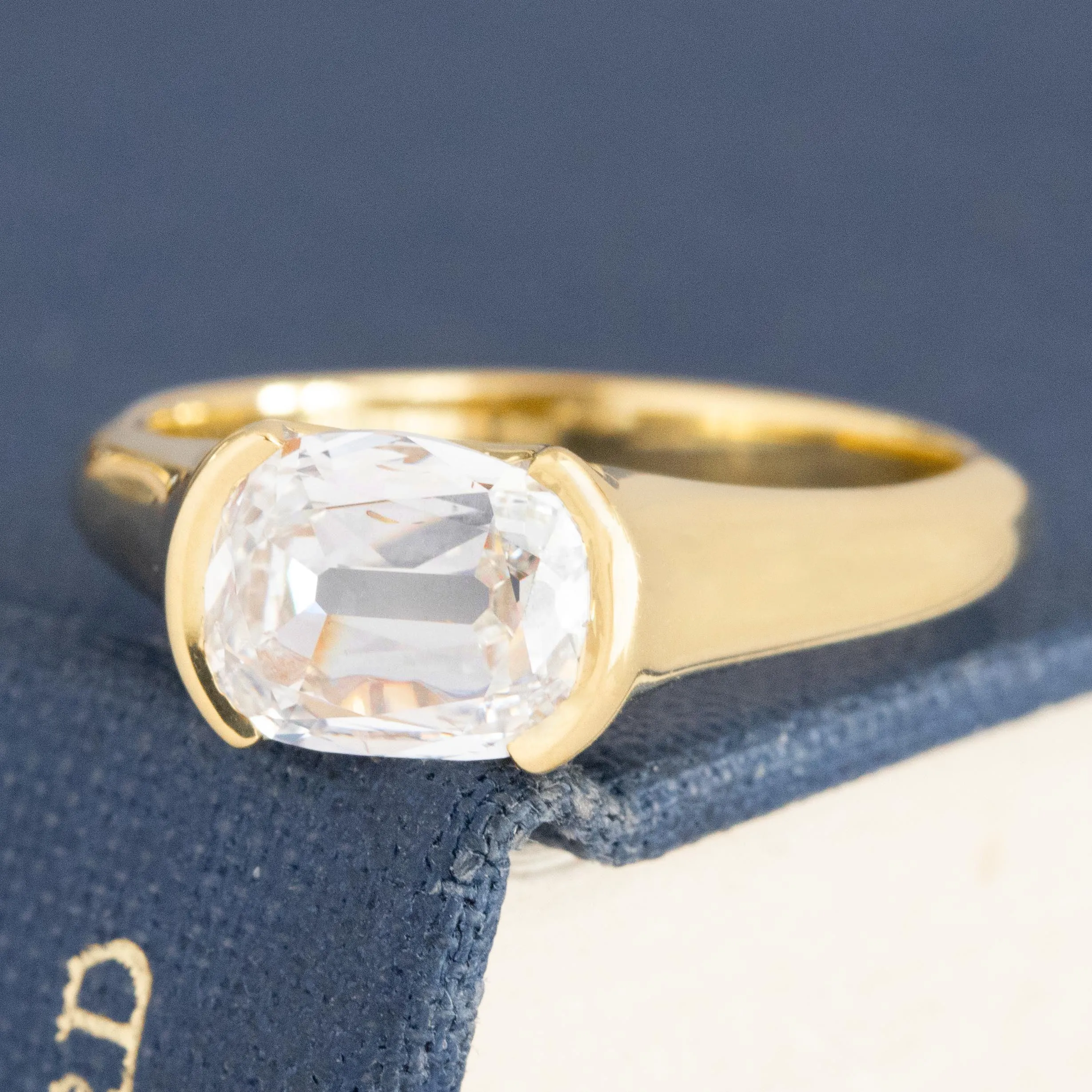 1.50ct Cushion Cut Diamond Half-Bezel Solitaire