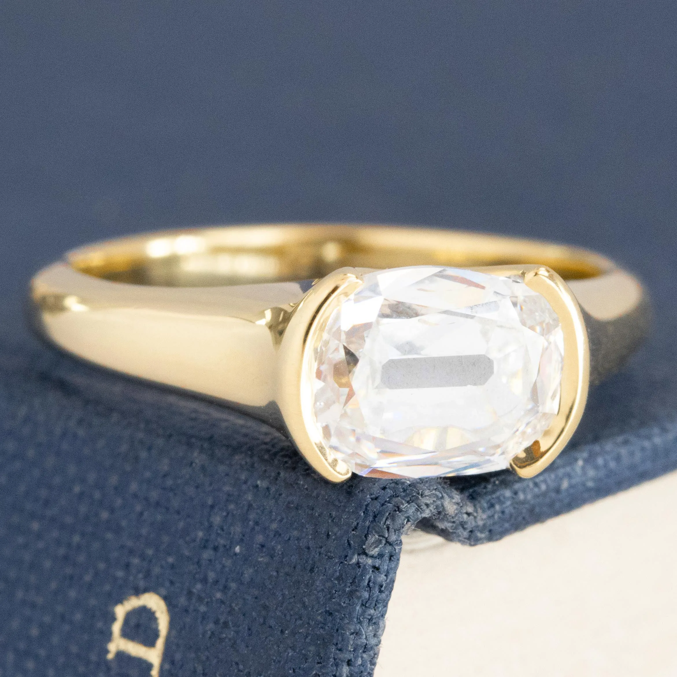 1.50ct Cushion Cut Diamond Half-Bezel Solitaire