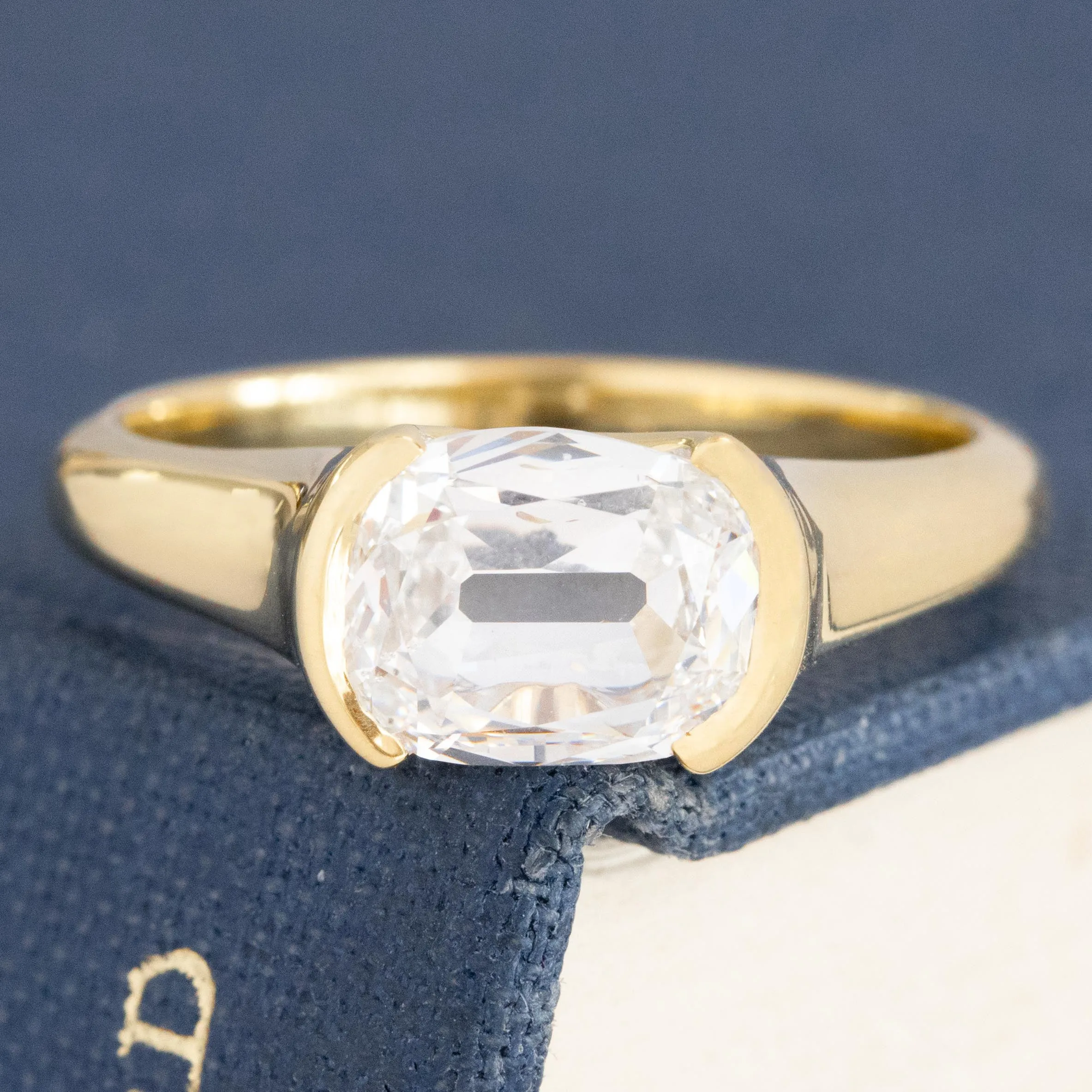 1.50ct Cushion Cut Diamond Half-Bezel Solitaire