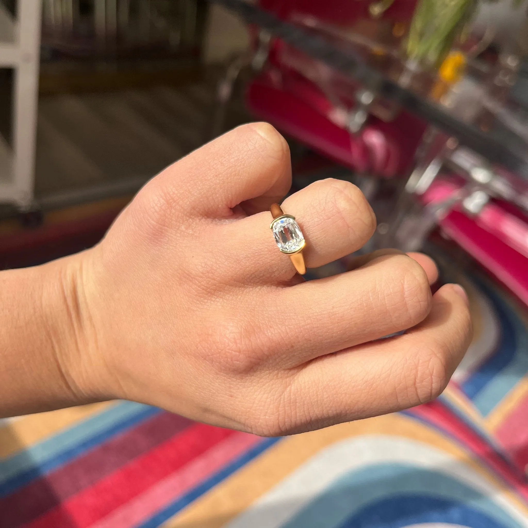 1.50ct Cushion Cut Diamond Half-Bezel Solitaire
