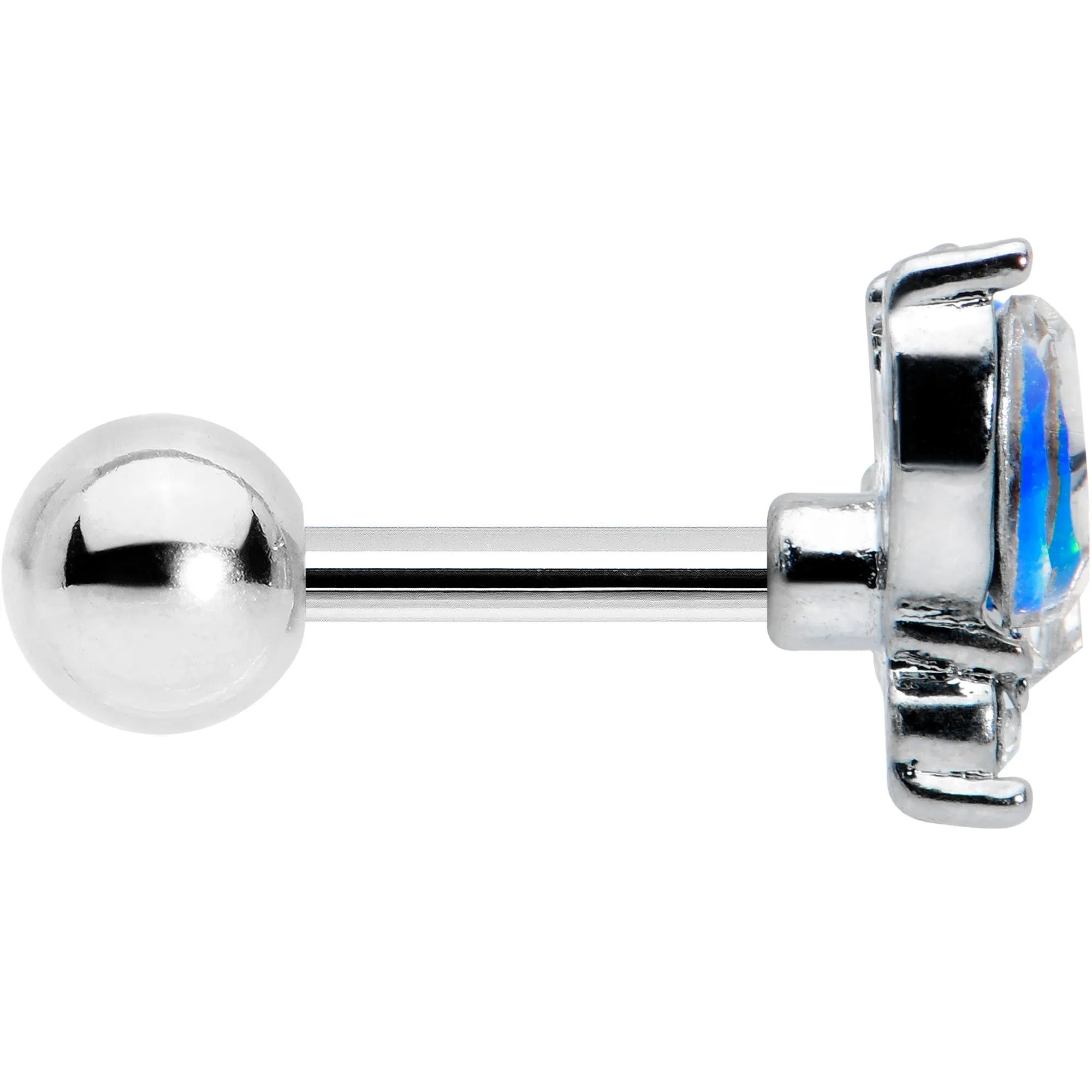 16 Gauge 1/4 Blue Synthetic Opal Style Flower Cartilage Tragus Earring