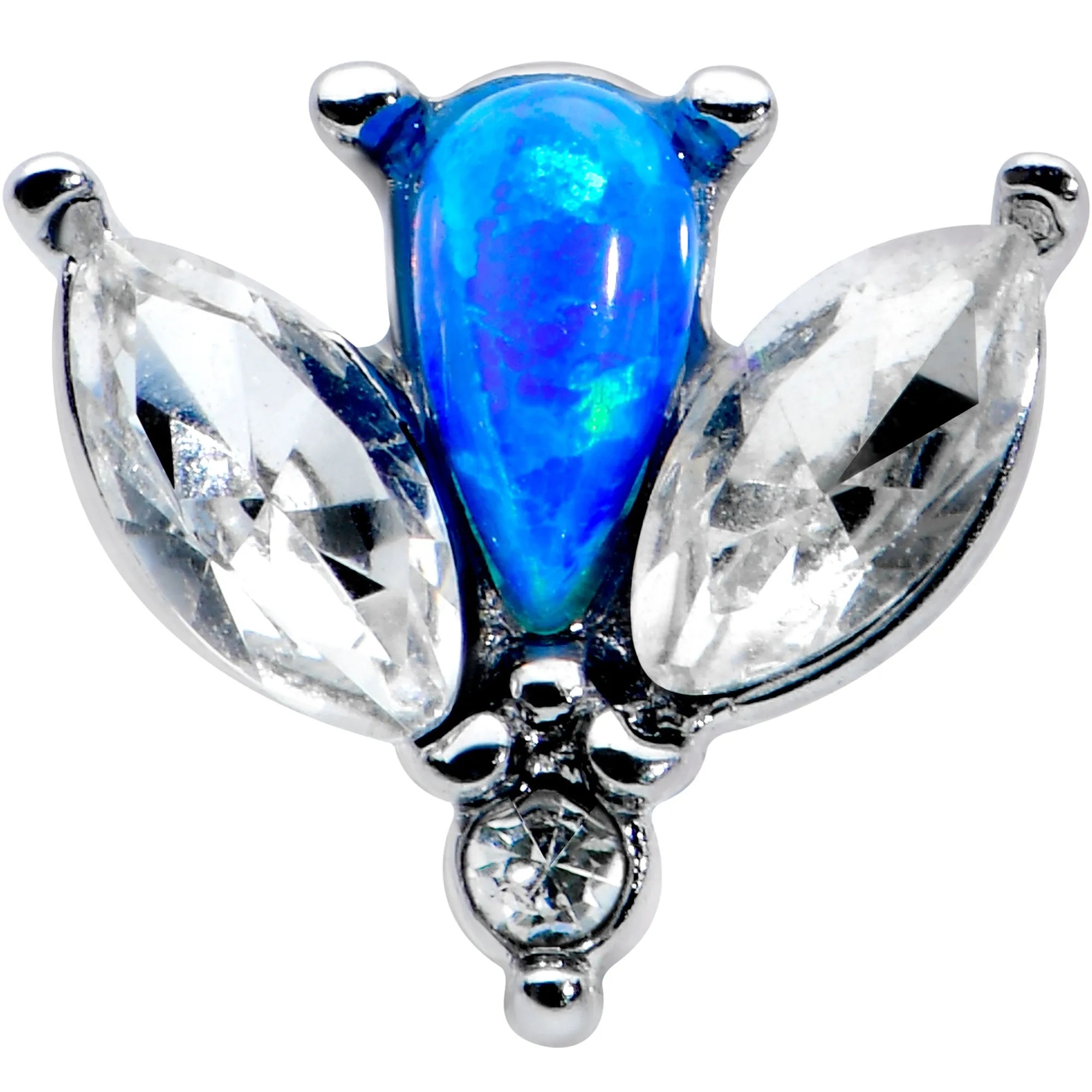 16 Gauge 1/4 Blue Synthetic Opal Style Flower Cartilage Tragus Earring