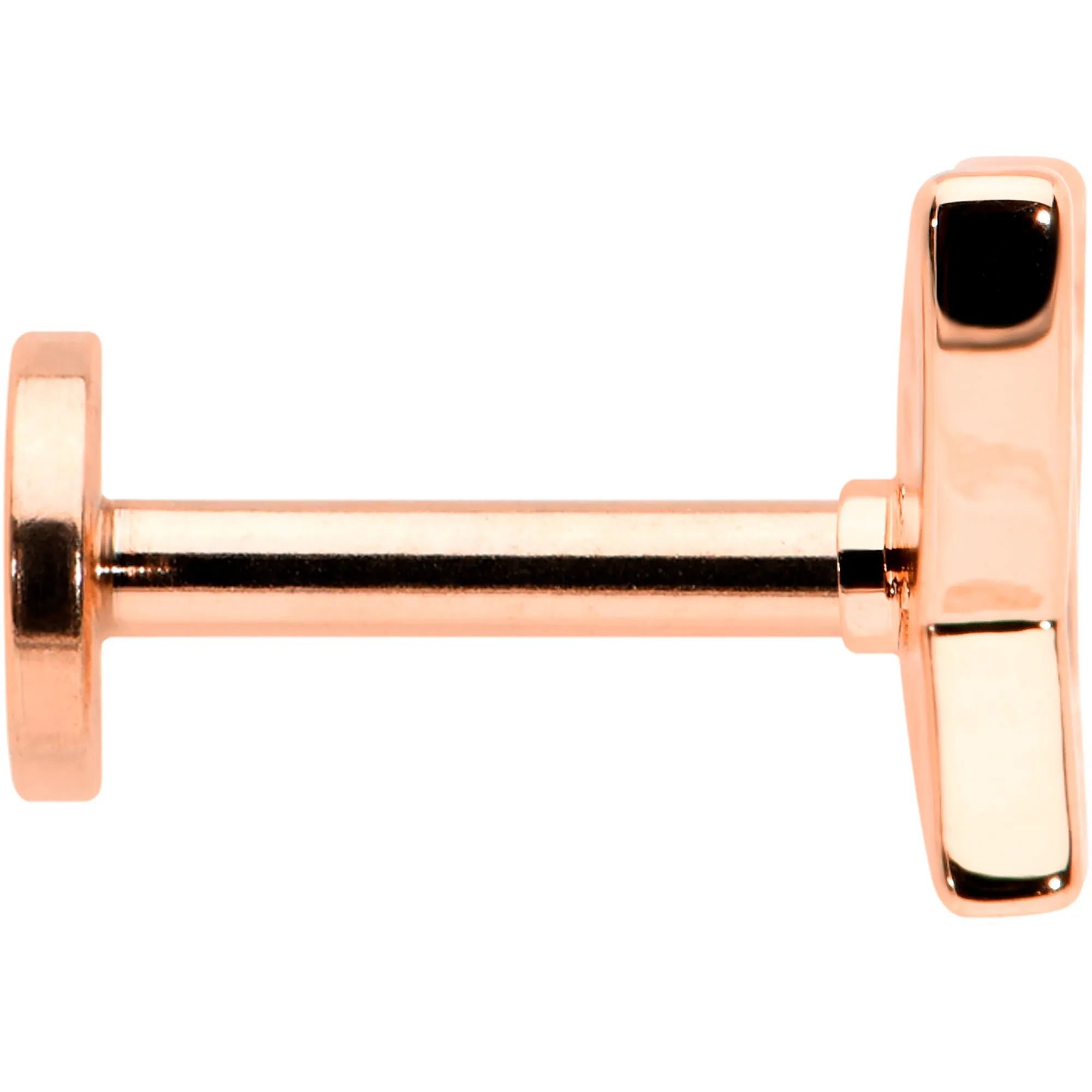 16 Gauge 1/4 CZ Gem Rosy Hue Butterfly Internal Thread Labret Tragus