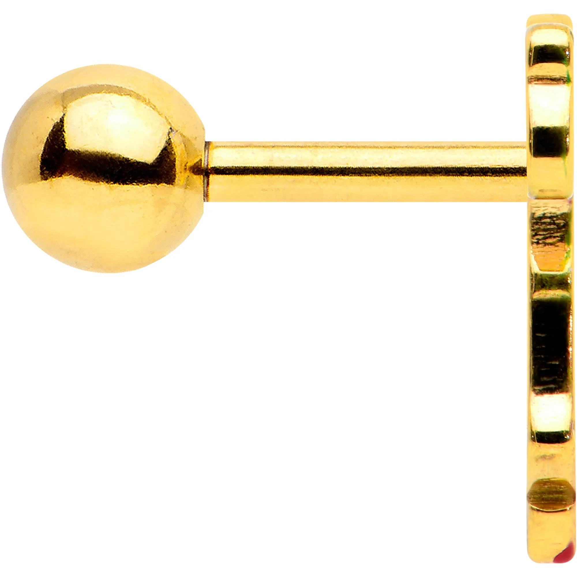 16 Gauge 1/4 Gold Tone Merry Christmas Santa Inlay Cartilage Earring