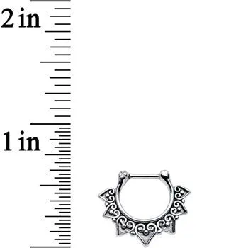 16 Gauge 1/4 Steel Barbell Ornate Heart Detailed Hoop Septum Clicker