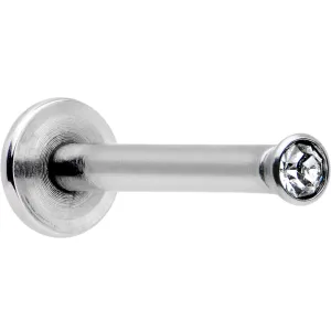 16 Gauge 3/8 Bezel Set Clear Gem Internally Threaded Labret Monroe