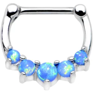 16 Gauge 5/16 Blue Synthetic Opal Steel Barbell Simple Septum Clicker