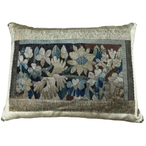 17th Century Flemish Tapestry Fragment on Antique Brass Velvet (#T101524A&B | 15 1/2 x 20")