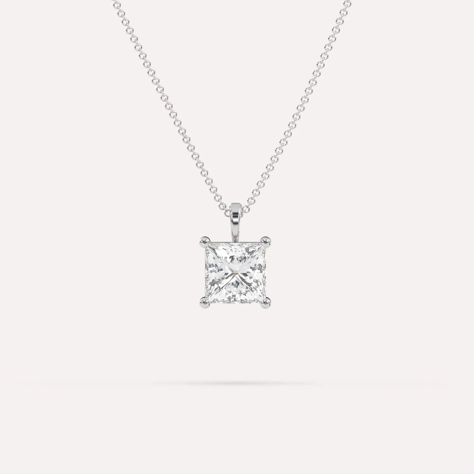 2 carat Princess Diamond Pendant Necklace