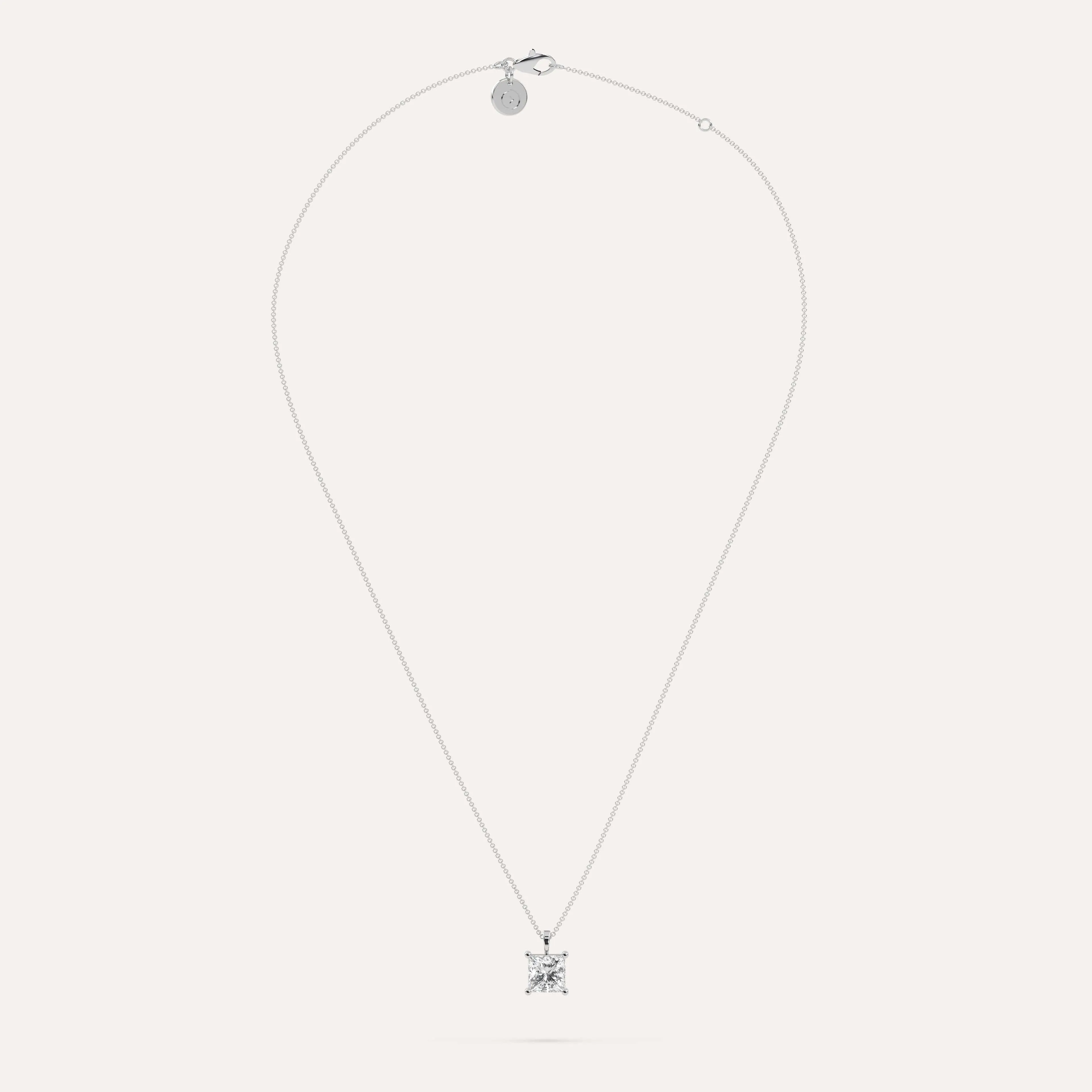 2 carat Princess Diamond Pendant Necklace
