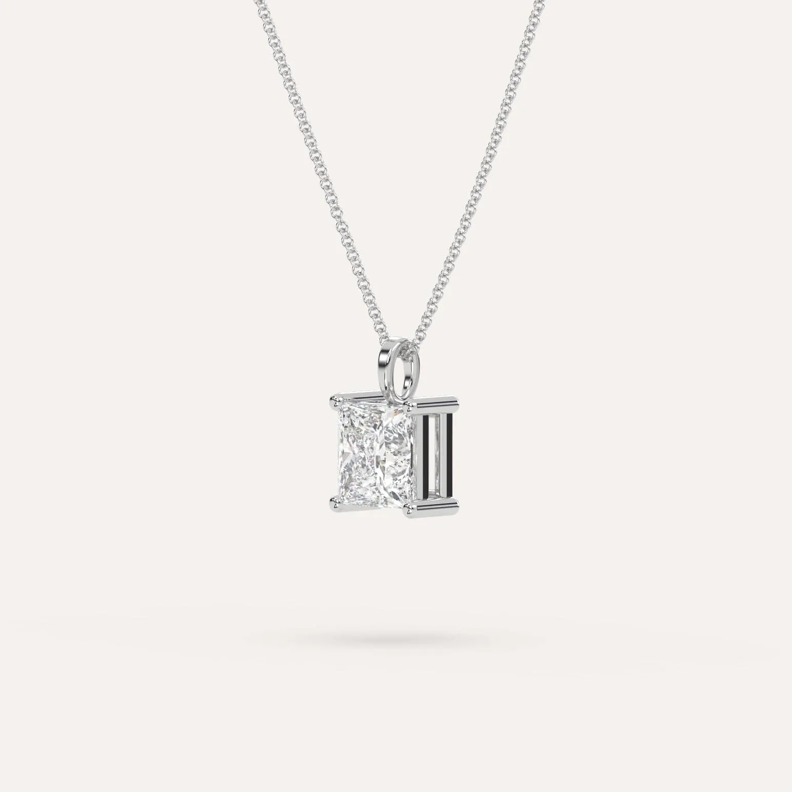 2 carat Princess Diamond Pendant Necklace