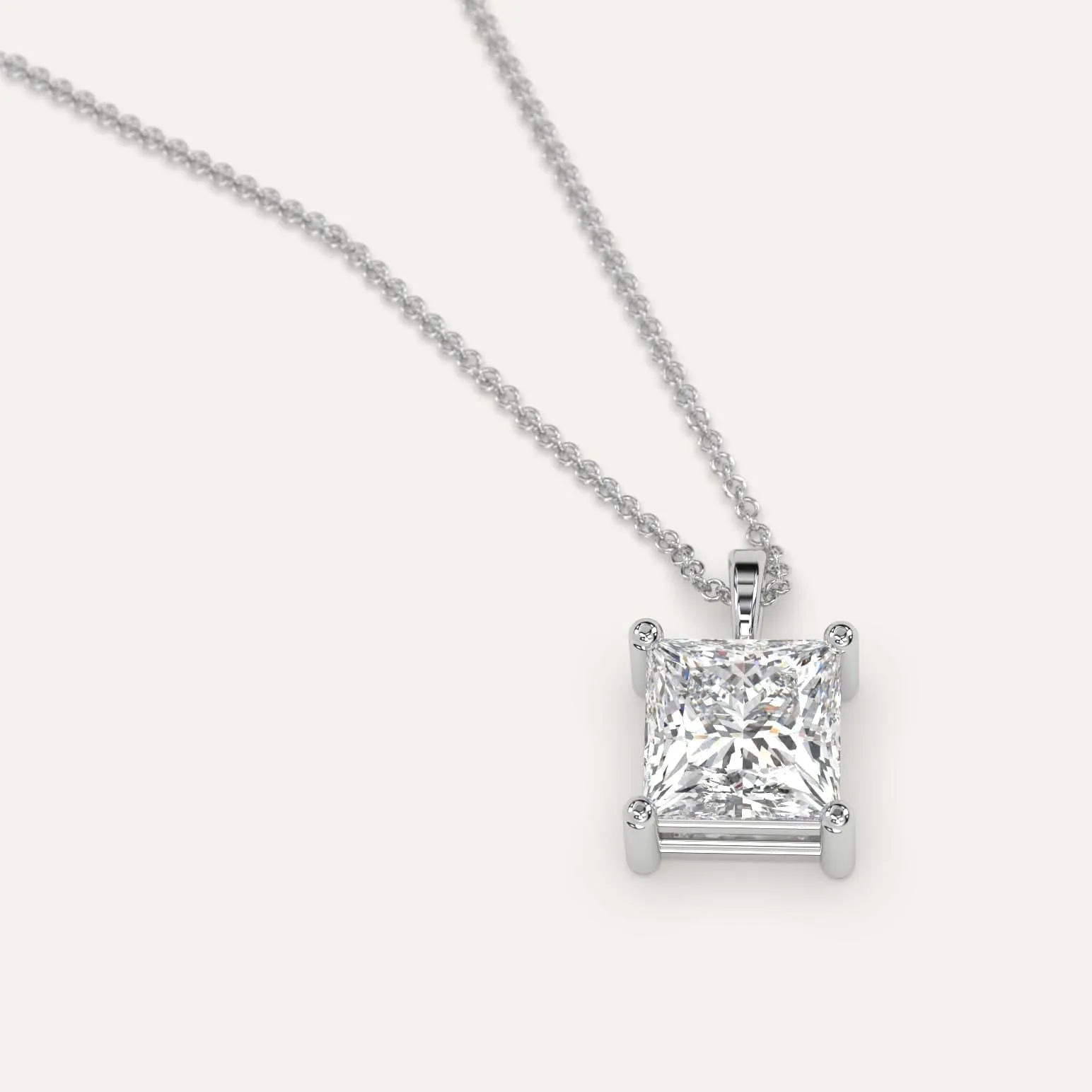 2 carat Princess Diamond Pendant Necklace