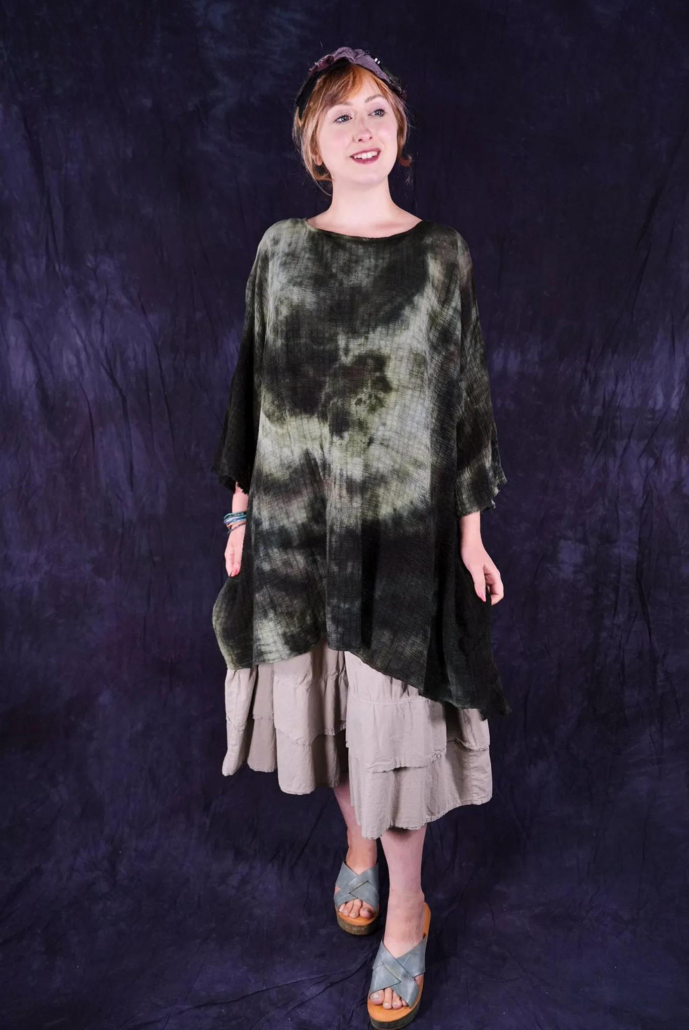 2282 Hand Dyed Ana Tunic Rain Forest-O/S