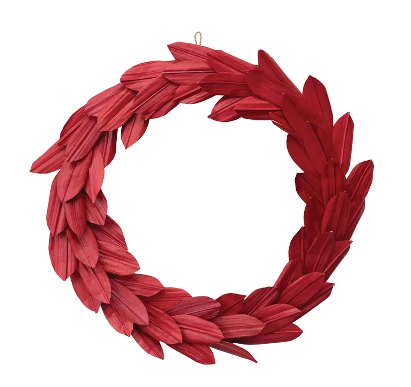 22" Dried Natural Buri Palm Leaf Wreath
