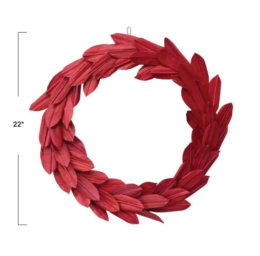 22" Dried Natural Buri Palm Leaf Wreath