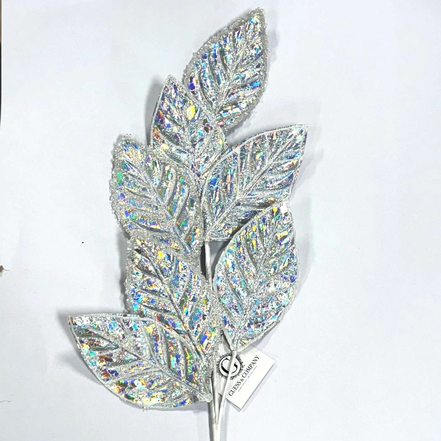 27.5" WHITE RAINBOW LEAF SPRAY