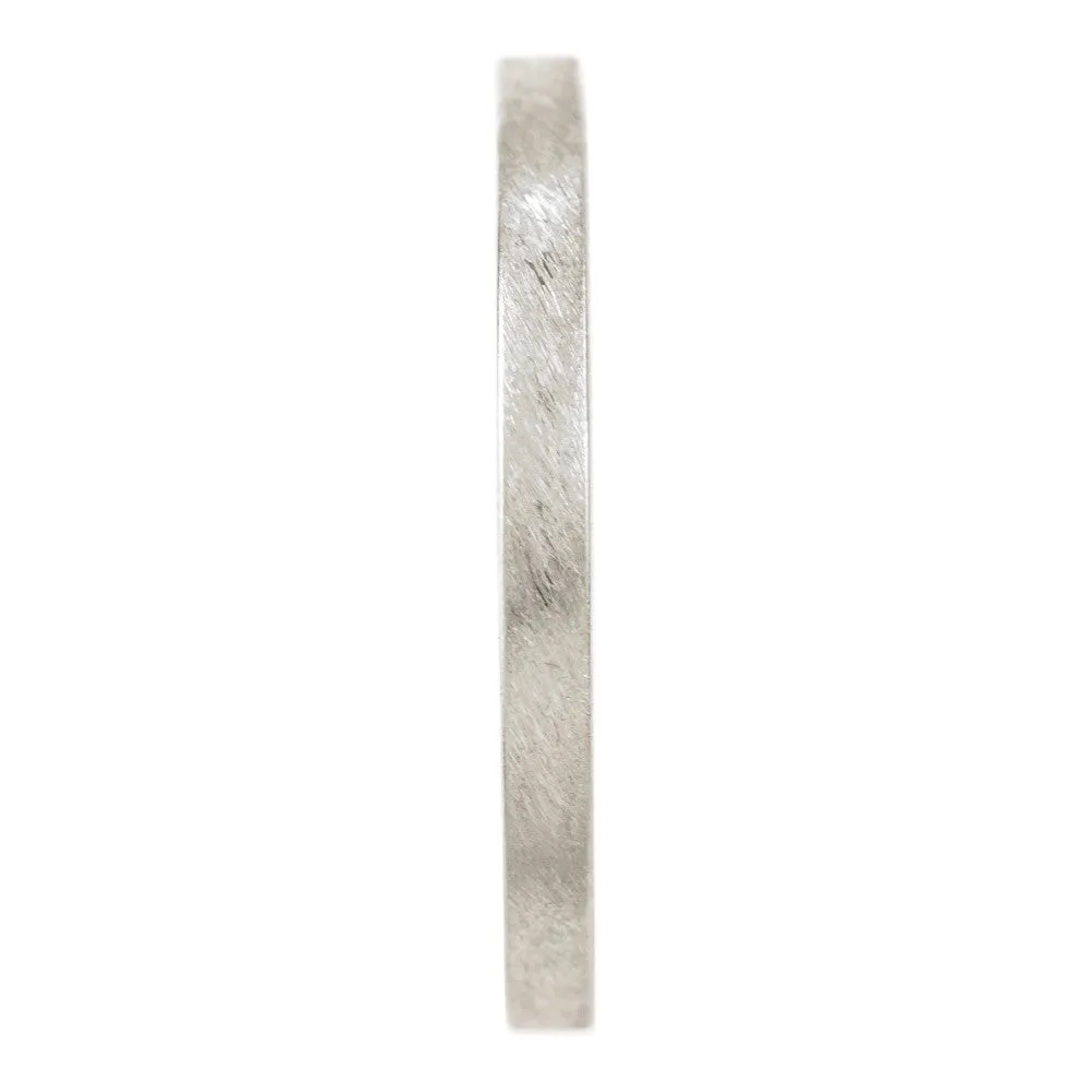 2mm Wide x 1.7 mm Thick,14k White Gold Rectangle Wedding Band, Matte