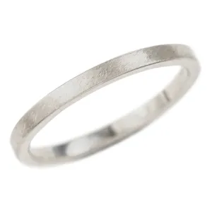 2mm Wide x 1.7 mm Thick,14k White Gold Rectangle Wedding Band, Matte
