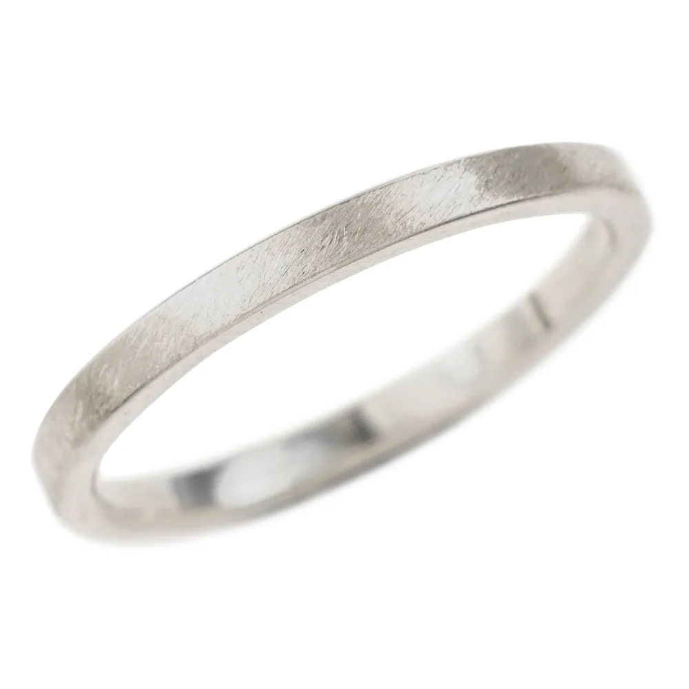 2mm Wide x 1.7 mm Thick,14k White Gold Rectangle Wedding Band, Matte