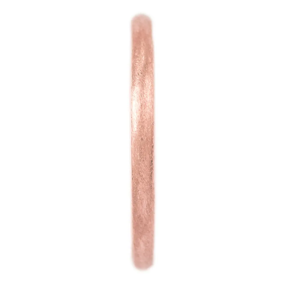 2mm Wide x 1.7mm Thick, 14k Rose Gold Half Round Wedding Band, Matte