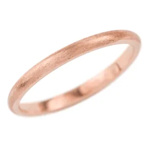 2mm Wide x 1.7mm Thick, 14k Rose Gold Half Round Wedding Band, Matte