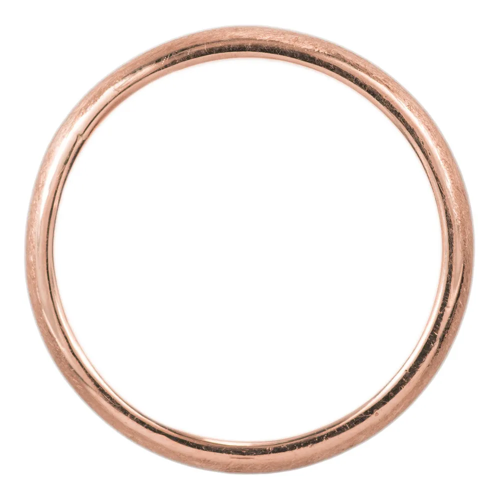 2mm Wide x 1.7mm Thick, 14k Rose Gold Half Round Wedding Band, Matte