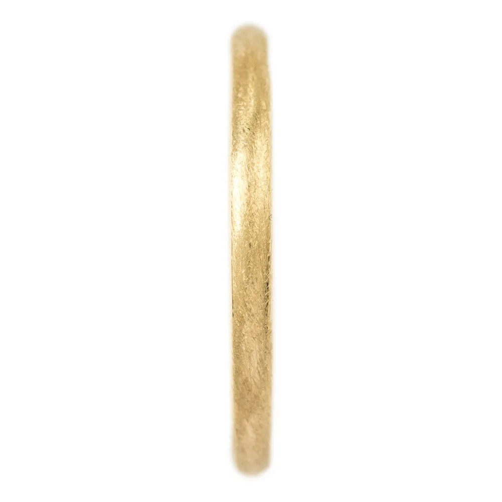 2mm Wide x 1.7mm Thick, 14k Yellow Gold Half Round Wedding Band, Matte