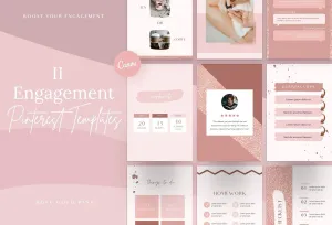 30 Pinterest Engagement Pins Editable Canva Templates Rose Gold Pack 02