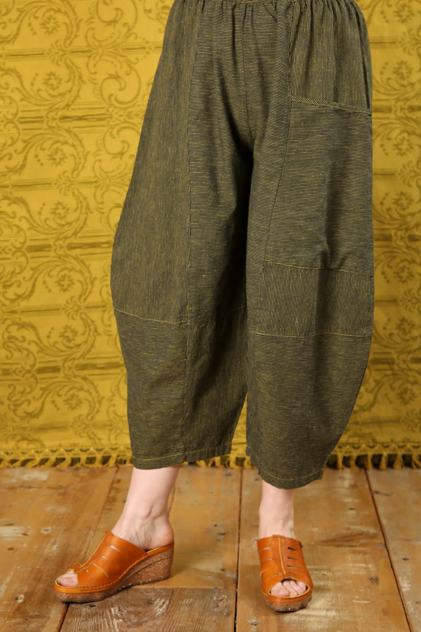 3289 Striped Four Square Pant Citron/Indigo Stripe - Unprinted