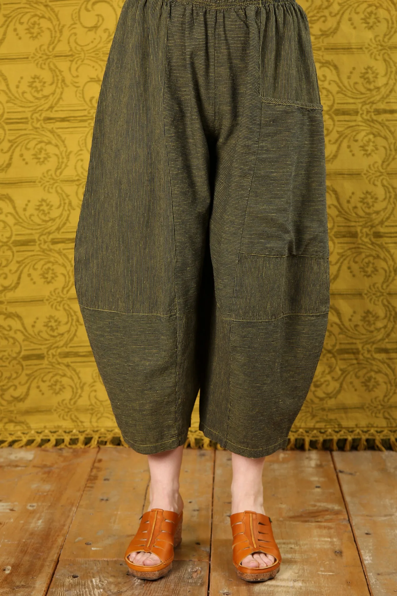 3289 Striped Four Square Pant Citron/Indigo Stripe - Unprinted