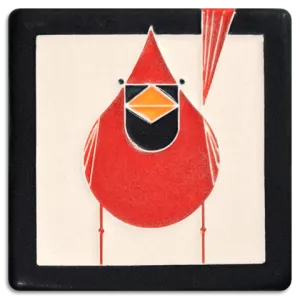 4x4 Cardinal Tile (Charley Harper) by Motawi Tileworks