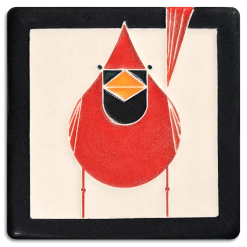4x4 Cardinal Tile (Charley Harper) by Motawi Tileworks