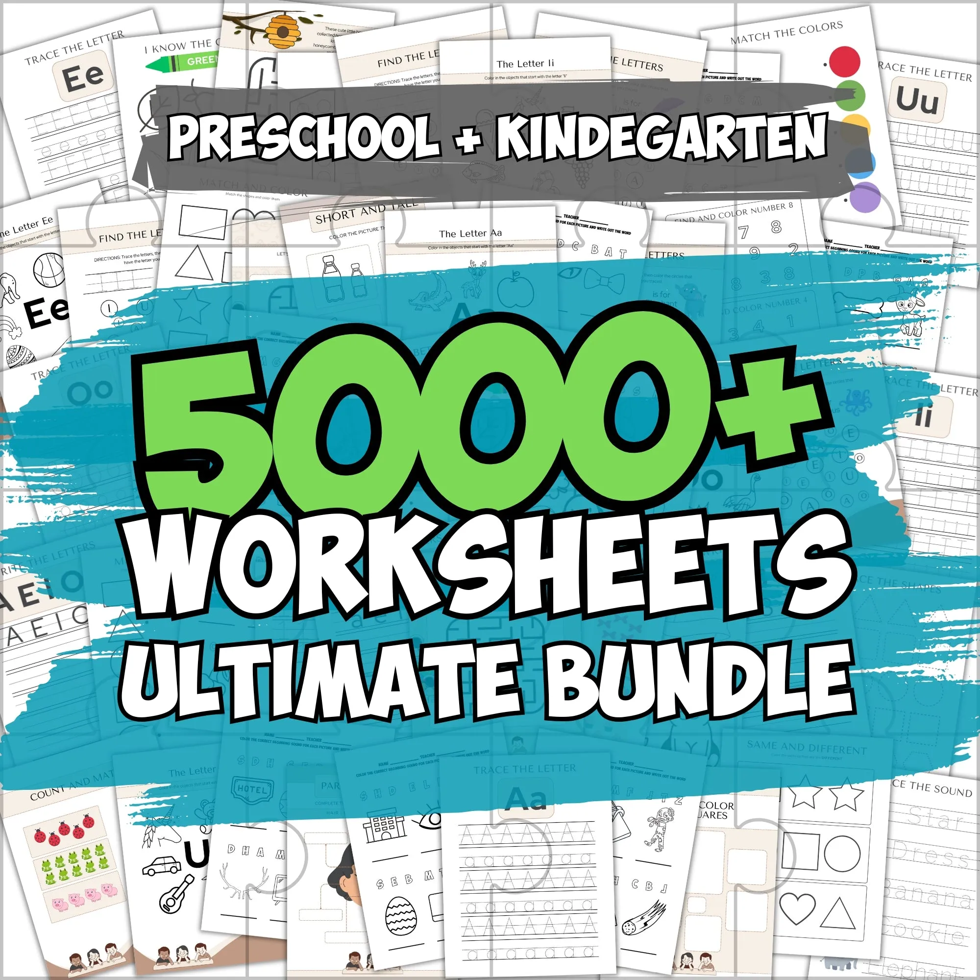 5,000  Pre-k and Kindergarten Worksheets Ultimate Bundle